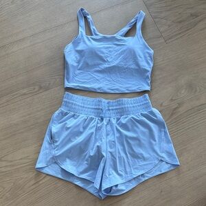 All in motion - Light Blue Athletic Shorts and crop top Set